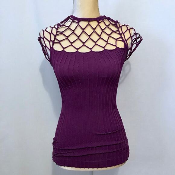 Soho Lady NWT Purple Cut Out Blouse Women OS (S-L) - Picture 2 of 7